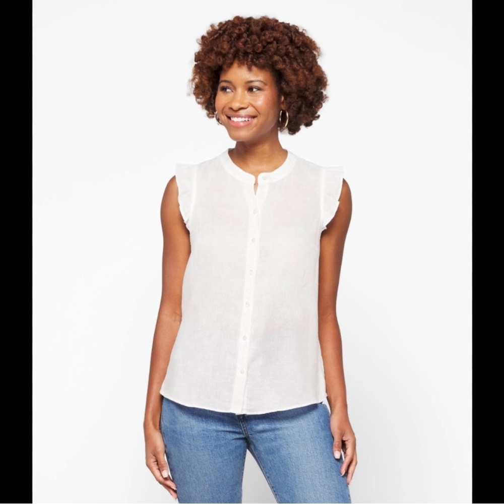 Lilly Pulitzer Briette Button Down sleeveless white linen top size small NWT